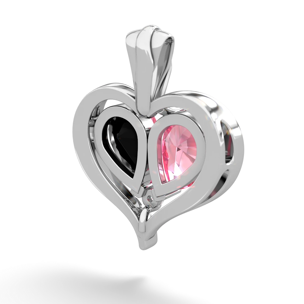 Lab Pink Sapphire Two Become One 14K White Gold pendant P5330
