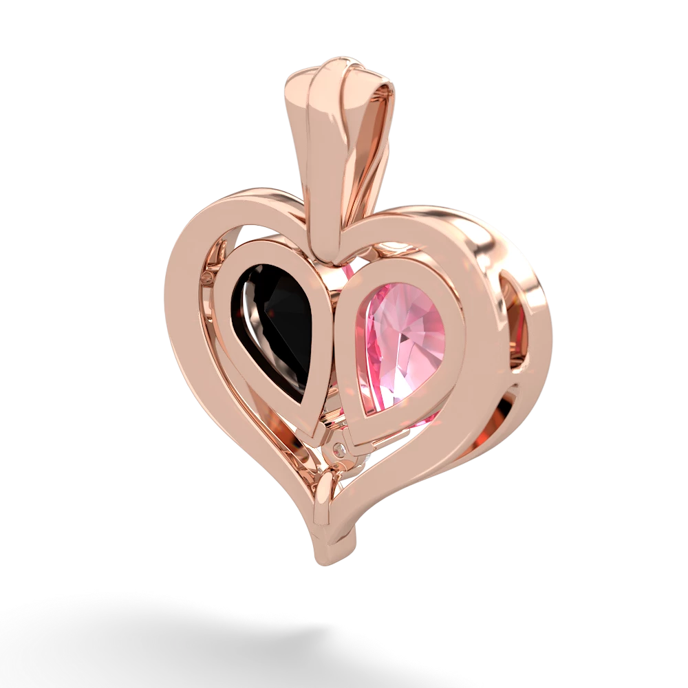 Lab Pink Sapphire Two Become One 14K Rose Gold pendant P5330