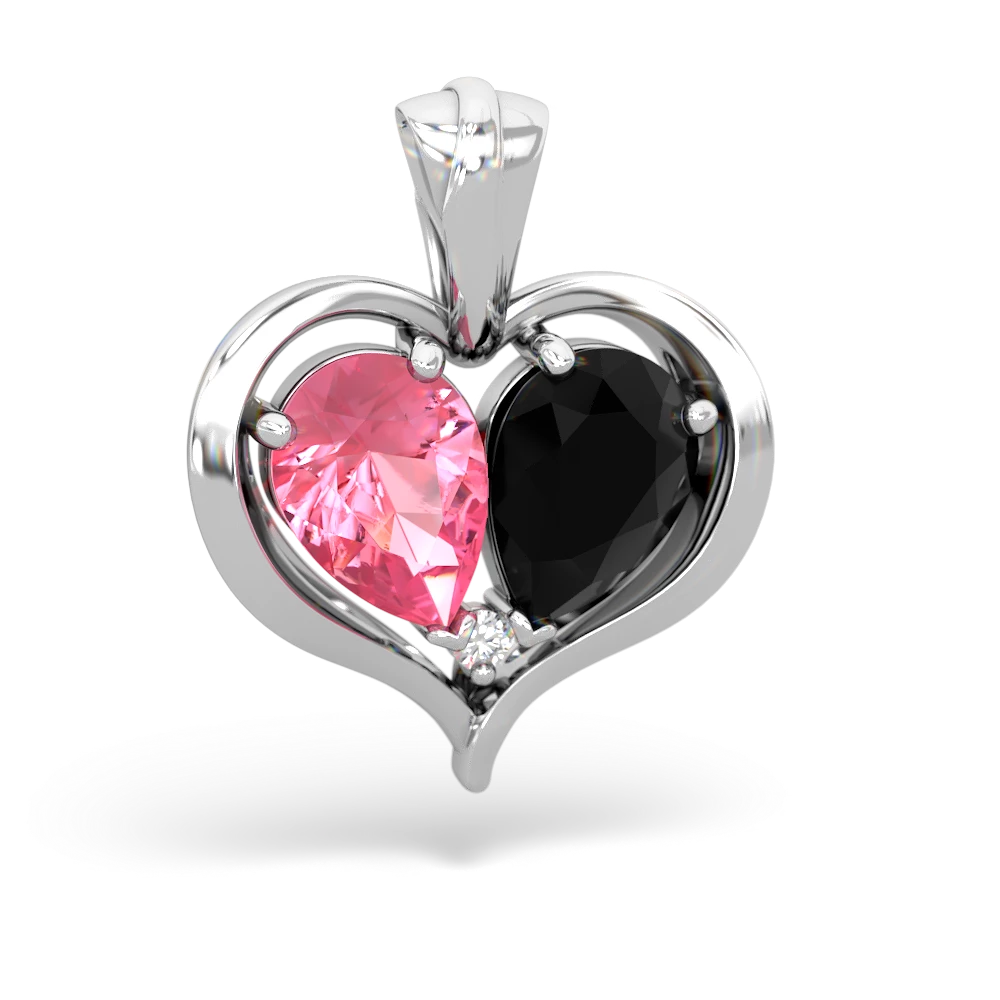 Lab Pink Sapphire Two Become One 14K White Gold pendant P5330