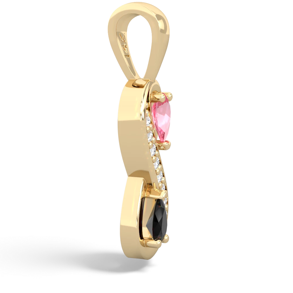 Lab Pink Sapphire Diamond Infinity 14K Yellow Gold pendant P5390