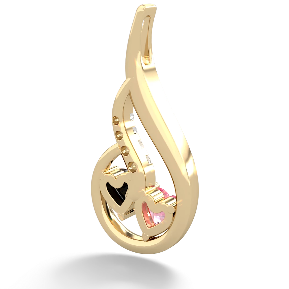 Lab Pink Sapphire Keepsake Curves 14K Yellow Gold pendant P5450