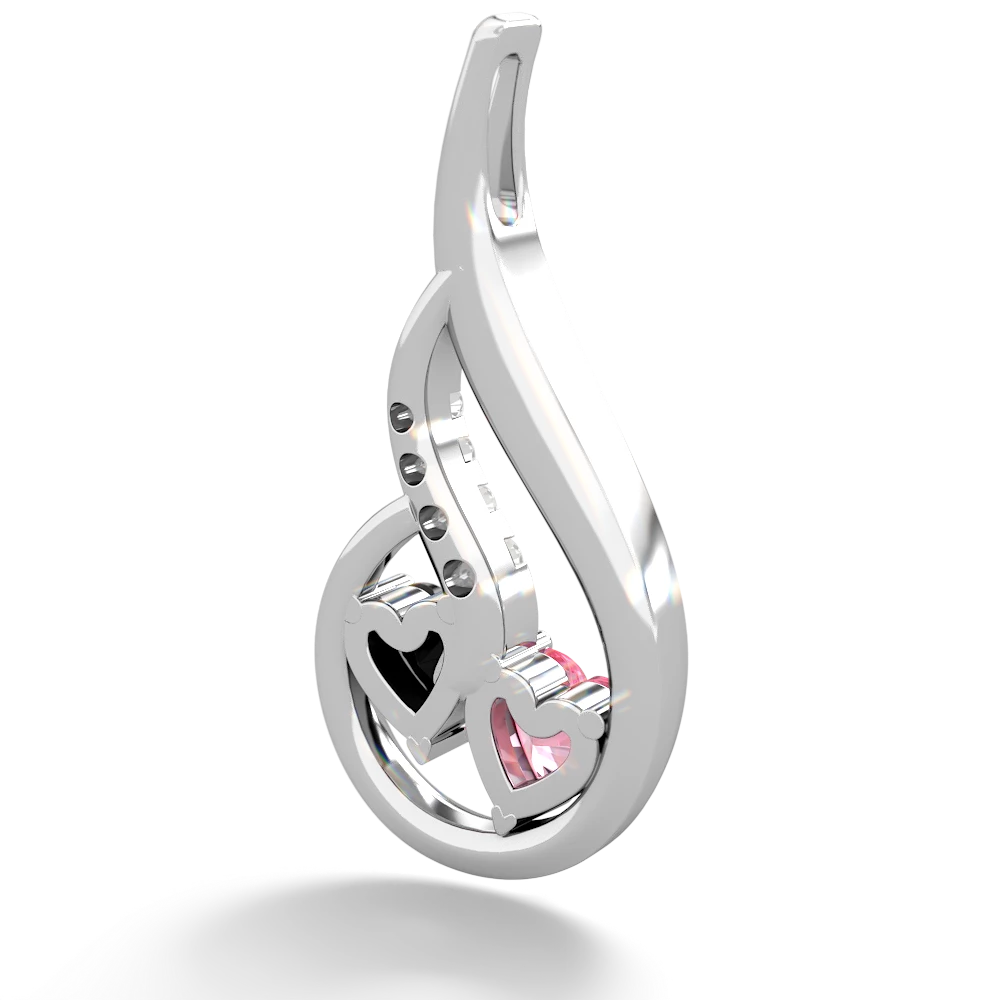 Lab Pink Sapphire Keepsake Curves 14K White Gold pendant P5450