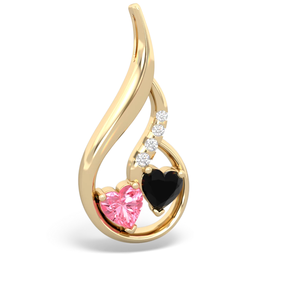 Lab Pink Sapphire Keepsake Curves 14K Yellow Gold pendant P5450