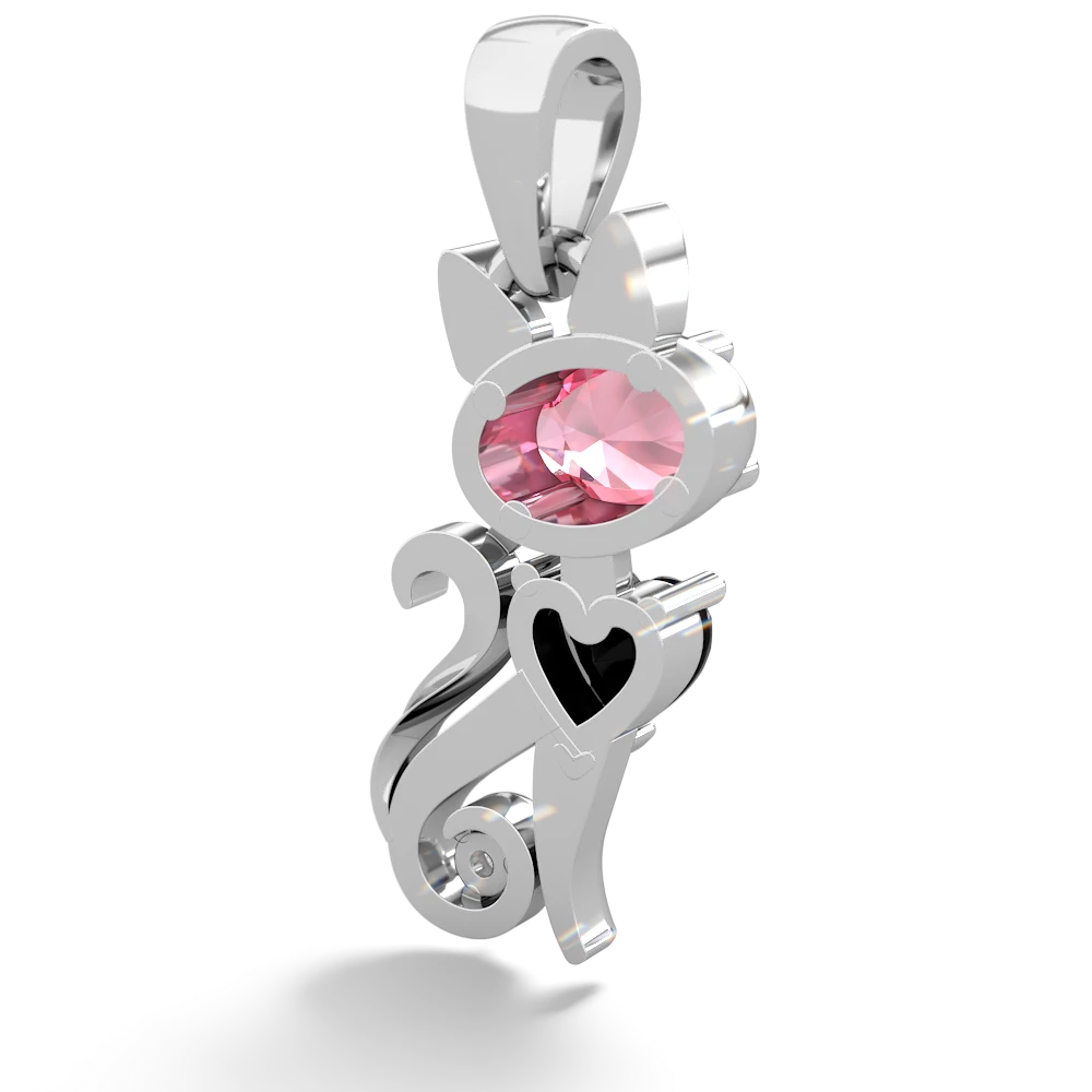 Lab Pink Sapphire Kitten 14K White Gold pendant P5780