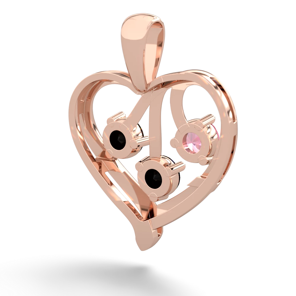 Lab Pink Sapphire Glowing Heart 14K Rose Gold pendant P2233