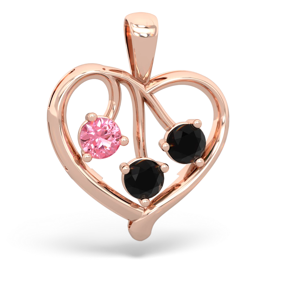 Lab Pink Sapphire Glowing Heart 14K Rose Gold pendant P2233