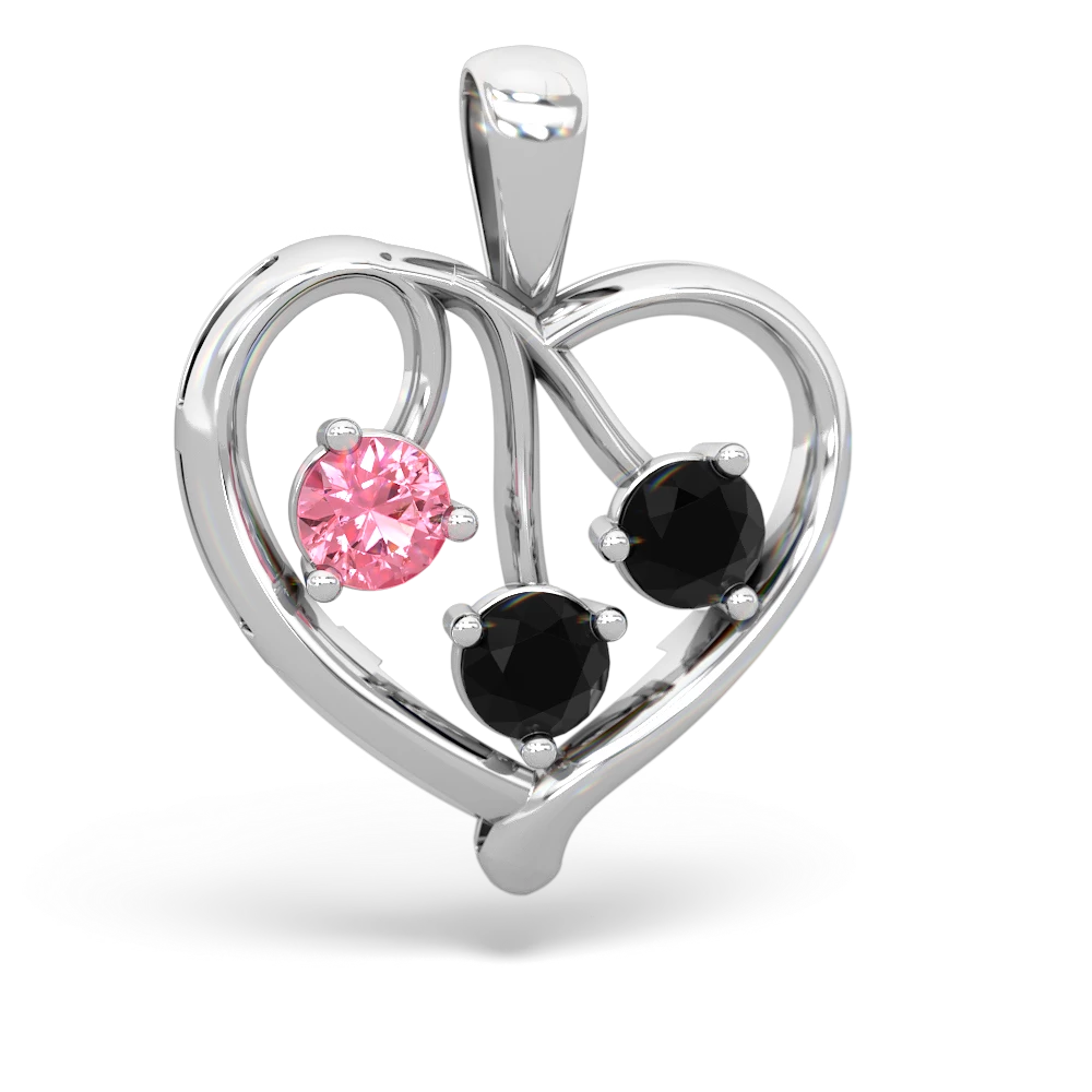 Lab Pink Sapphire Glowing Heart 14K White Gold pendant P2233