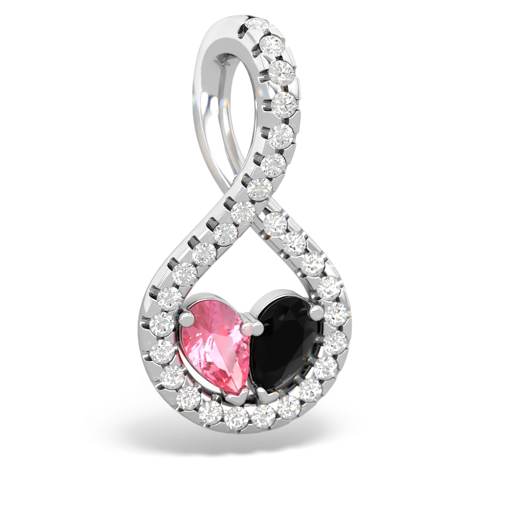 Lab Pink Sapphire Pave Twist 'One Heart' 14K White Gold pendant P5360