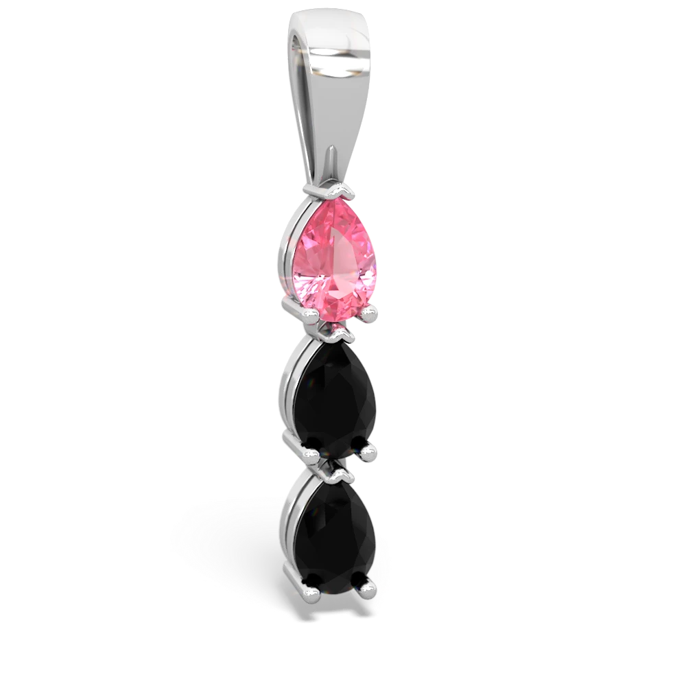 Lab Pink Sapphire Dew Drops 14K White Gold pendant P2251