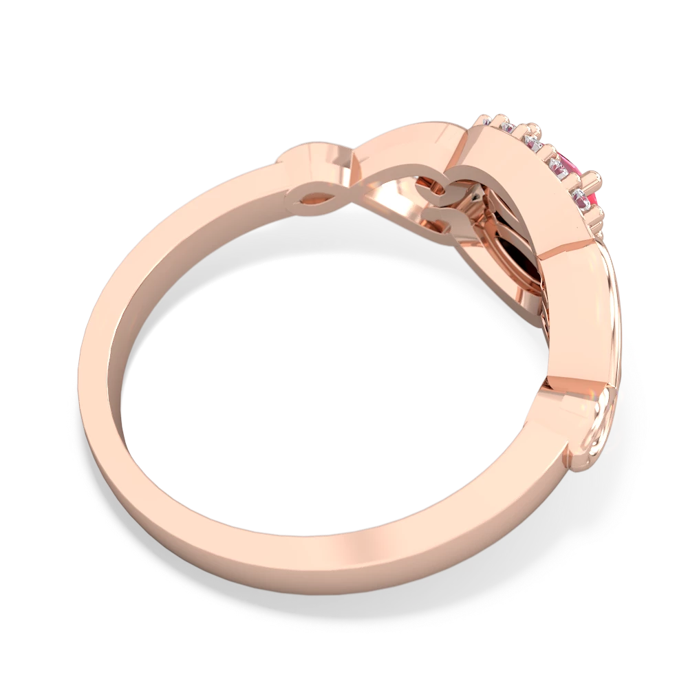 Lab Pink Sapphire Love Nest 14K Rose Gold ring R5860