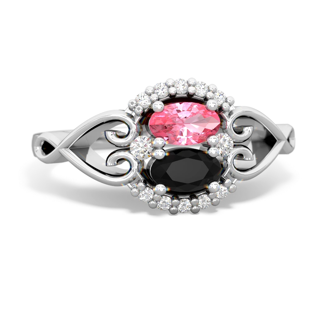 Lab Pink Sapphire Love Nest 14K White Gold ring R5860