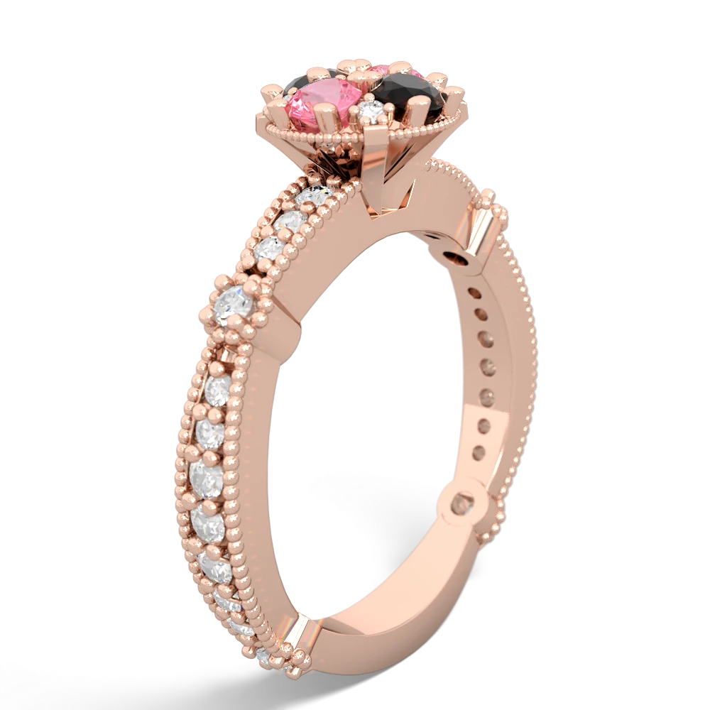 Lab Pink Sapphire Sparkling Tiara Cluster 14K Rose Gold ring R26293RD