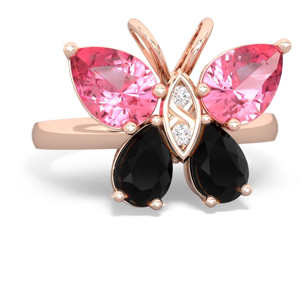 Lab Pink Sapphire Butterfly 14K Rose Gold ring R2215