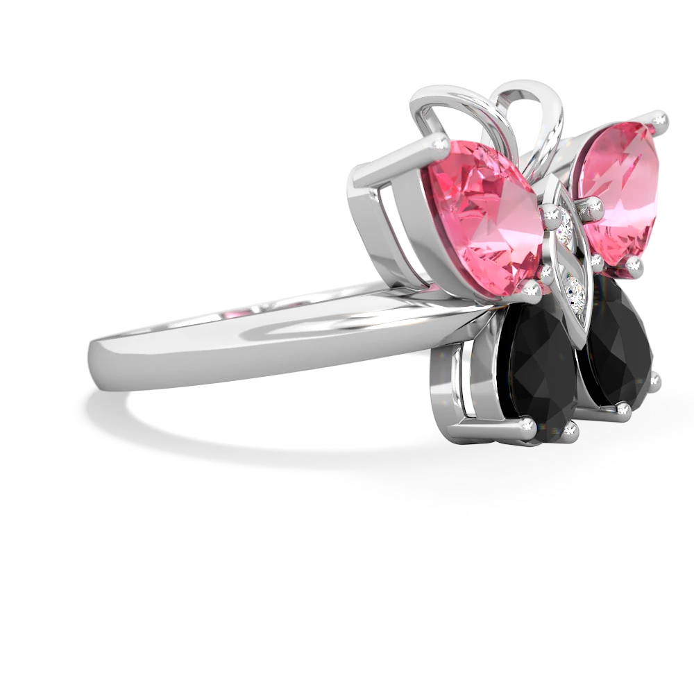 Lab Pink Sapphire Butterfly 14K White Gold ring R2215