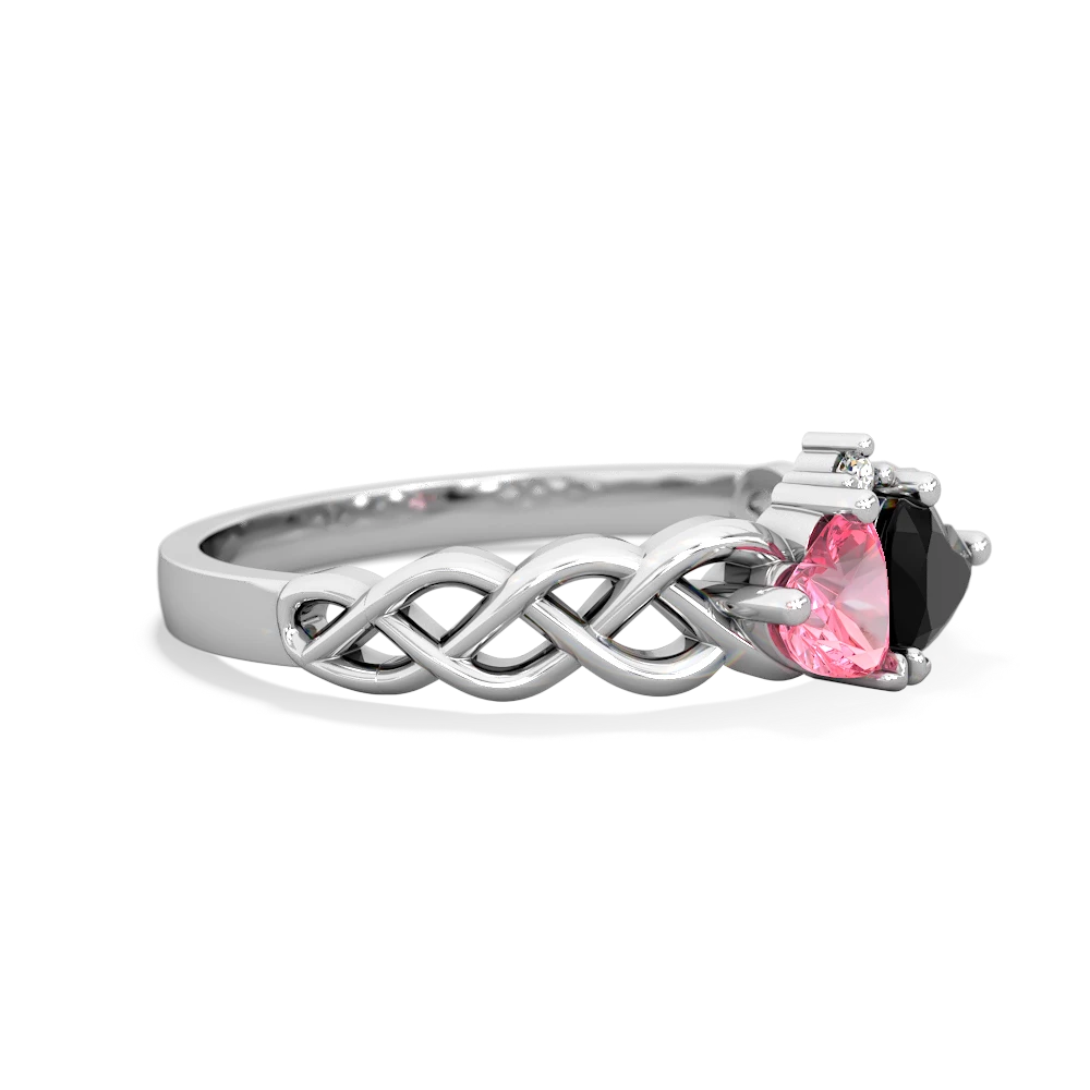 Lab Pink Sapphire Heart To Heart Braid 14K White Gold ring R5870