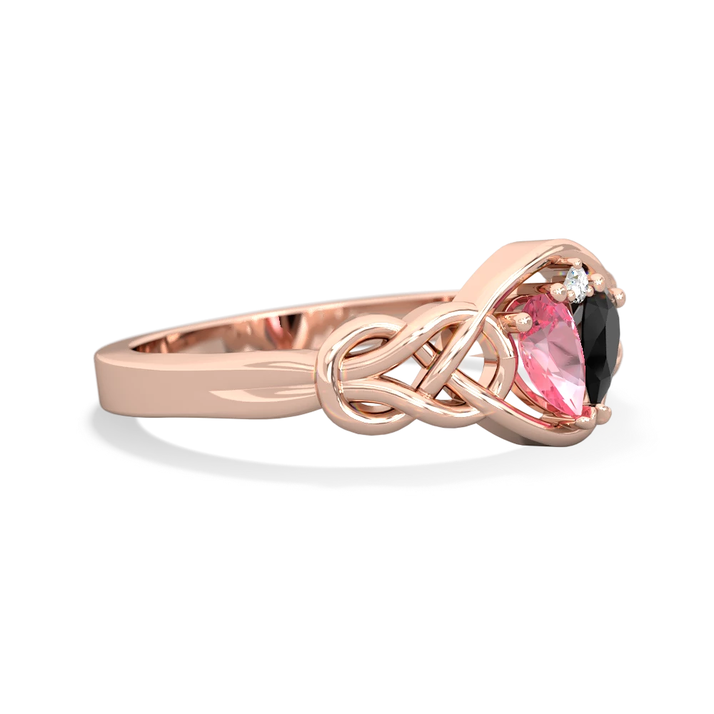 Lab Pink Sapphire Celtic Love Knot 14K Rose Gold ring R5420