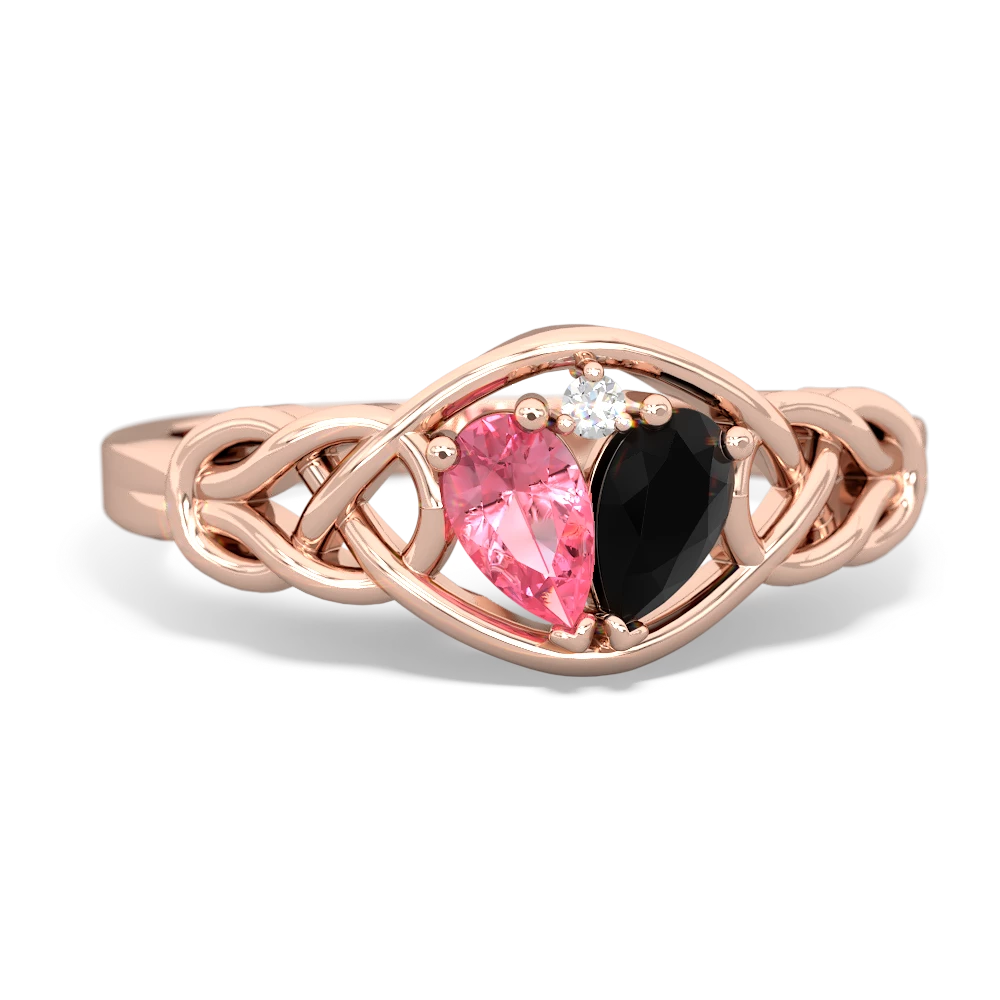 Lab Pink Sapphire Celtic Love Knot 14K Rose Gold ring R5420