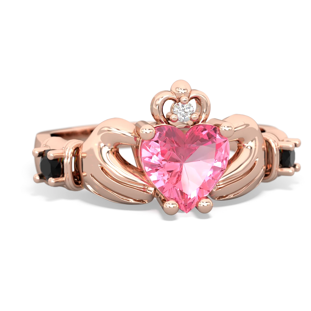 Lab Pink Sapphire Claddagh Keepsake 14K Rose Gold ring R5245