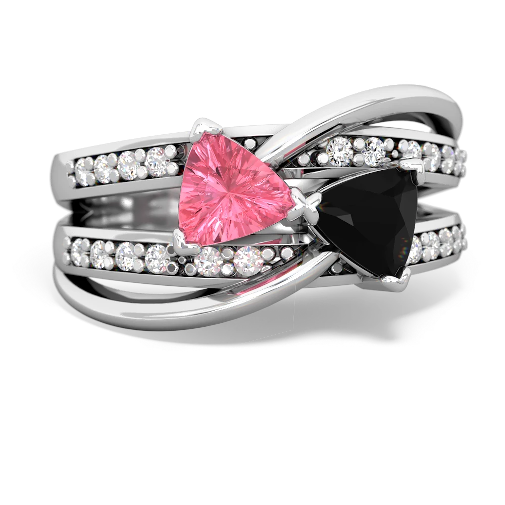 Lab Pink Sapphire Bowtie 14K White Gold ring R2360