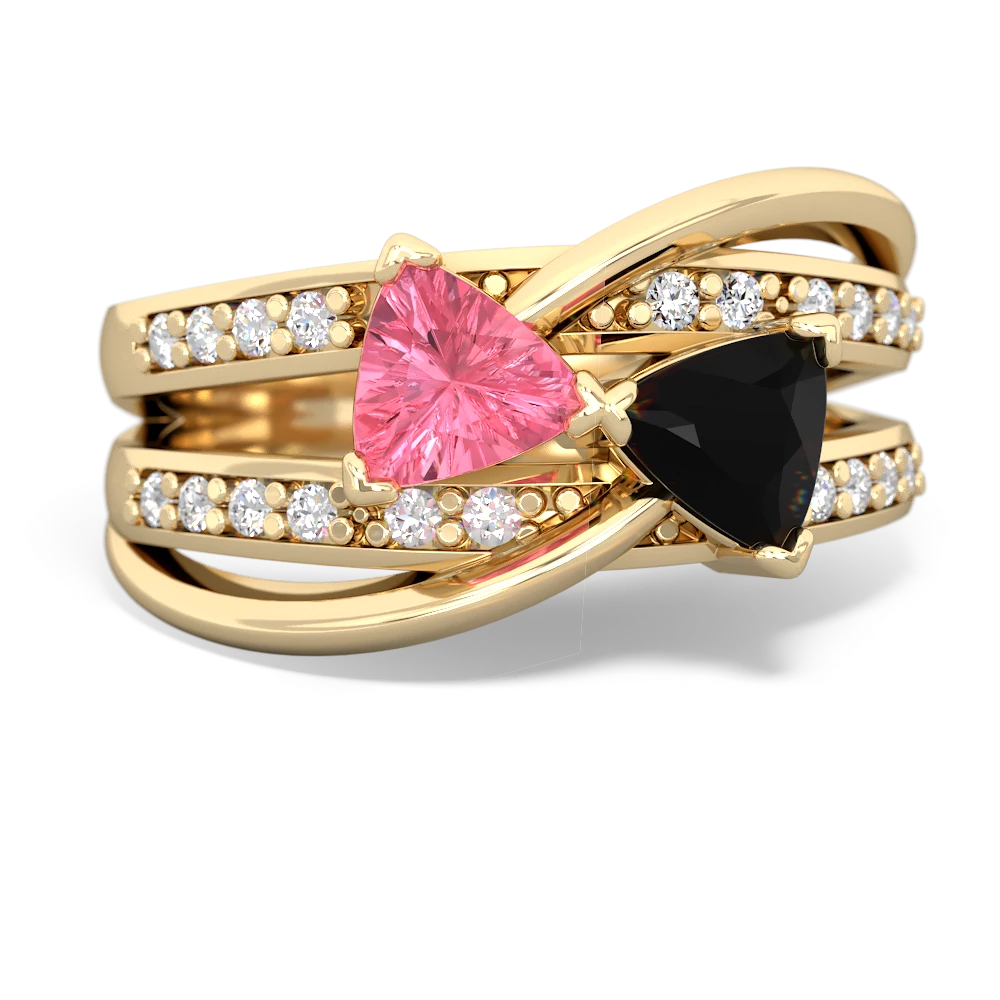 Lab Pink Sapphire Bowtie 14K Yellow Gold ring R2360