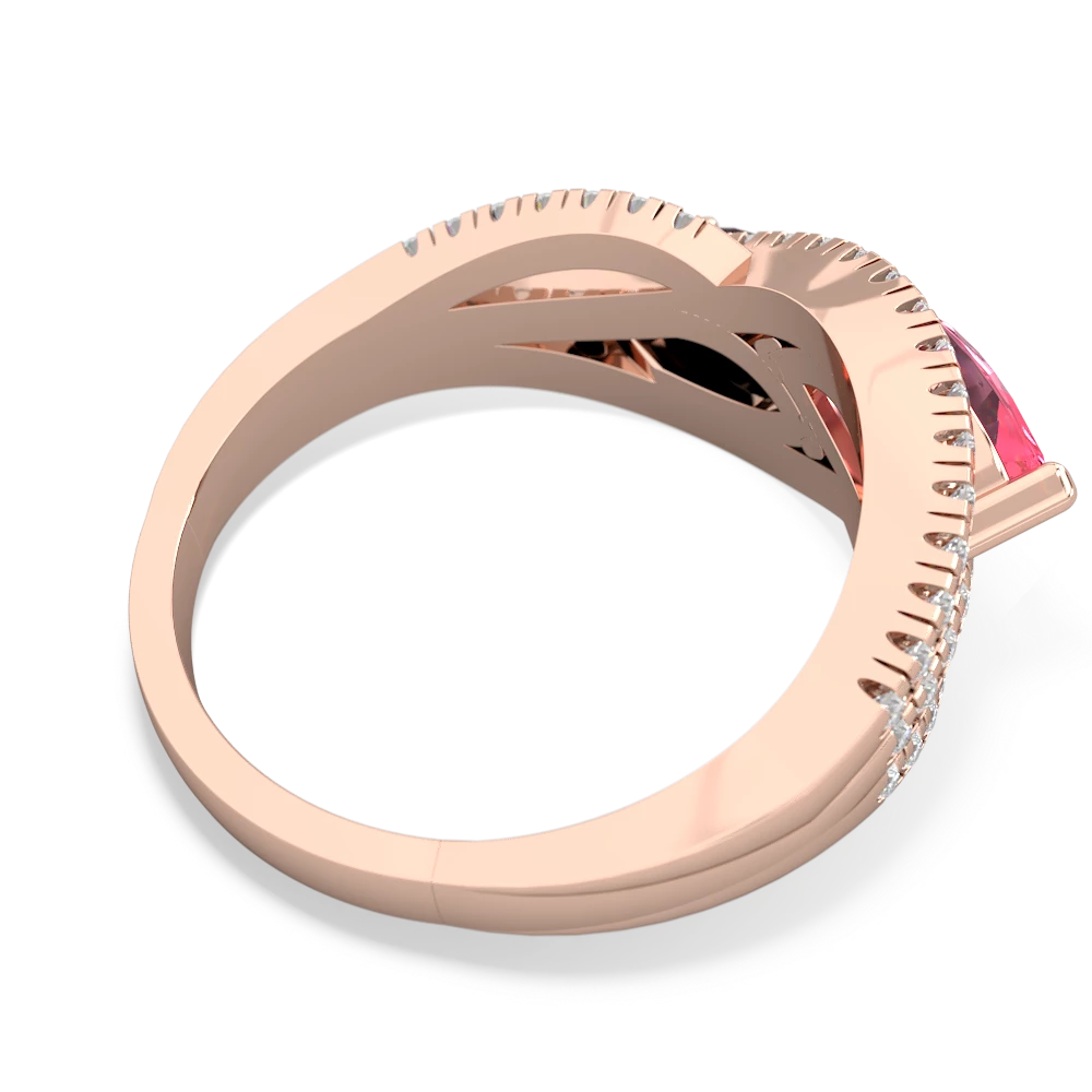 Lab Pink Sapphire Diamond Rivers 14K Rose Gold ring R3070