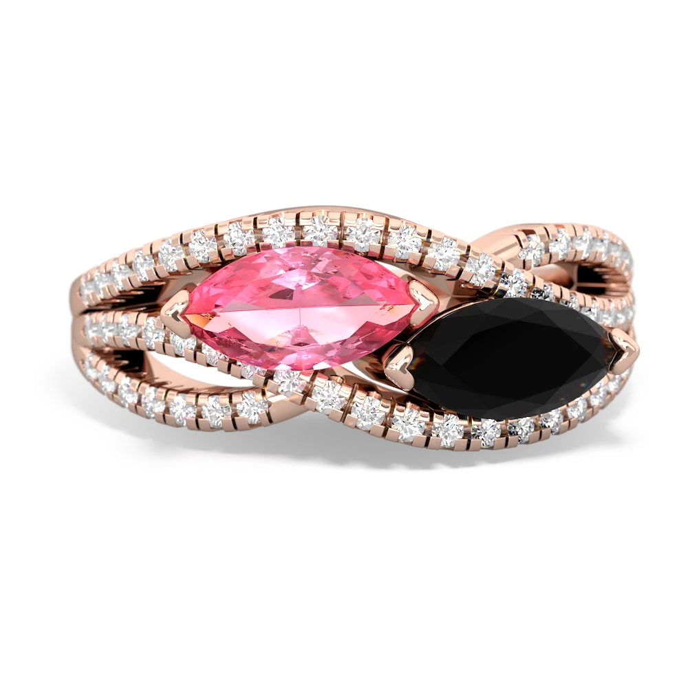 Lab Pink Sapphire Diamond Rivers 14K Rose Gold ring R3070