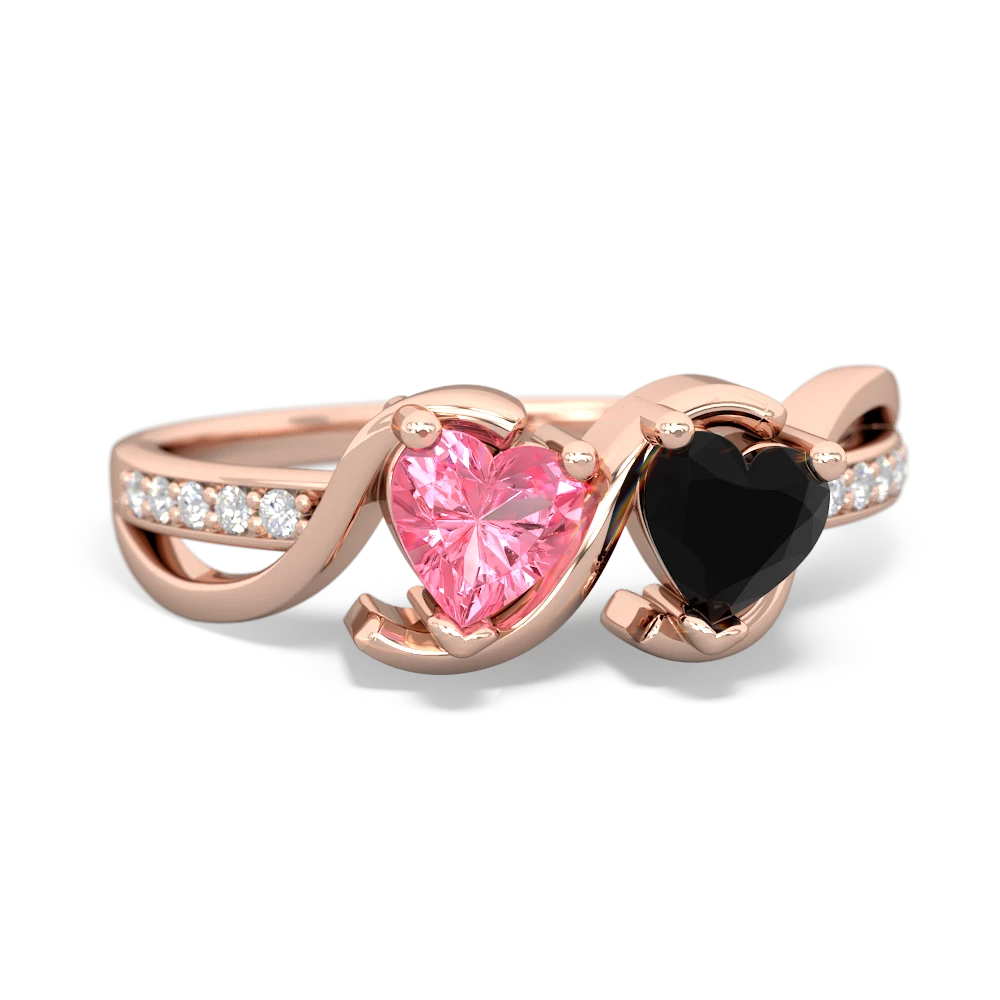 Lab Pink Sapphire Side By Side 14K Rose Gold ring R3090