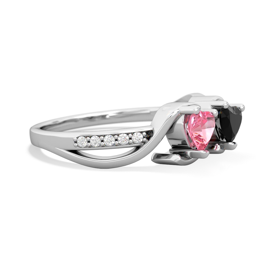 Lab Pink Sapphire Side By Side 14K White Gold ring R3090