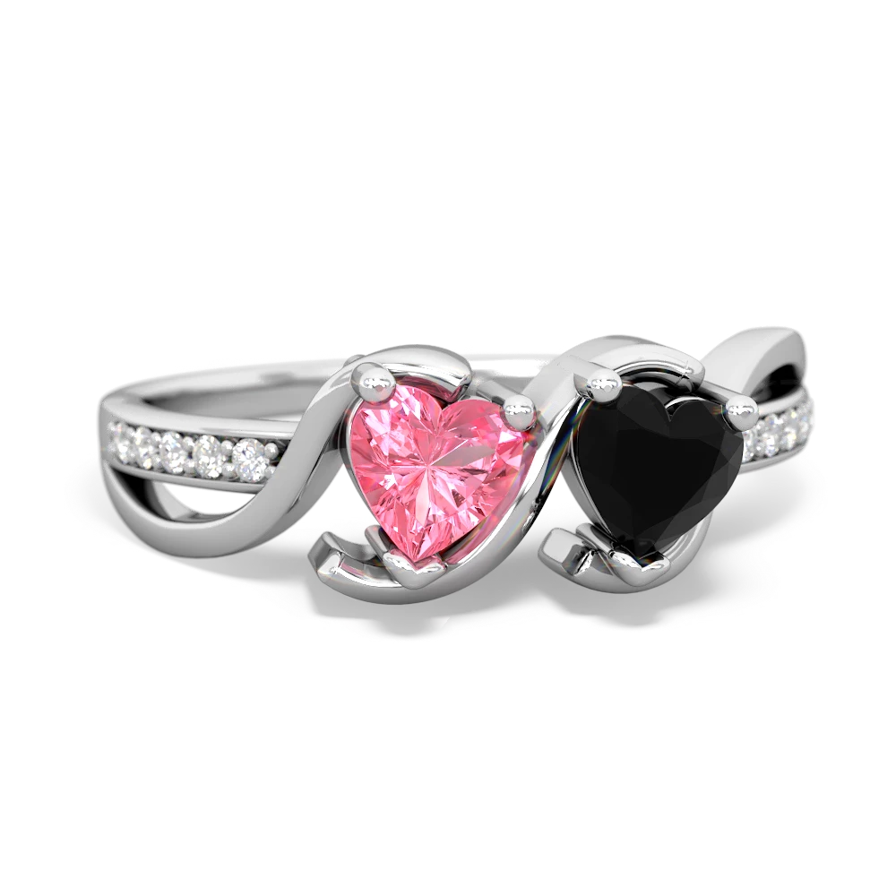 Lab Pink Sapphire Side By Side 14K White Gold ring R3090