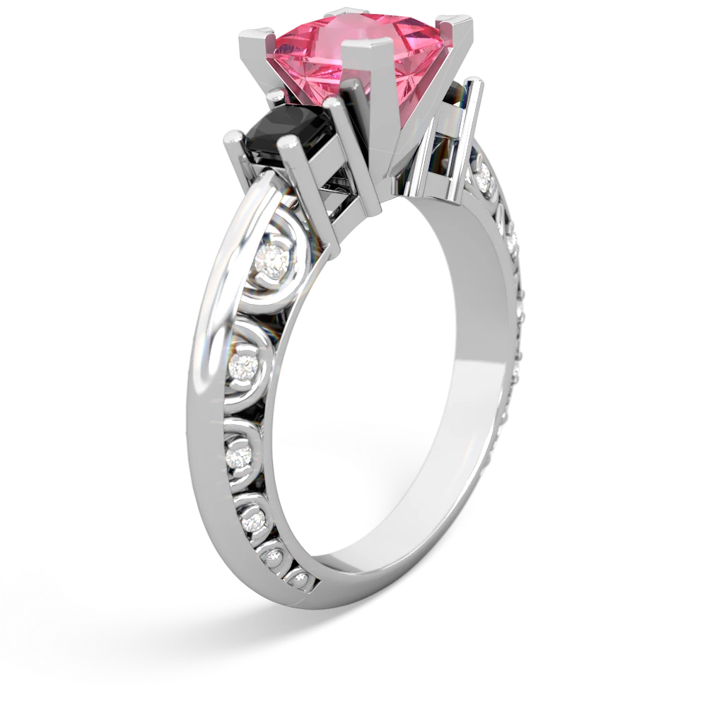 Lab Pink Sapphire Eternal Embrace Engagement 14K White Gold ring C2001