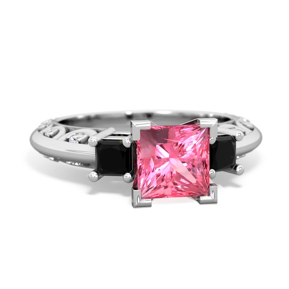 Lab Pink Sapphire Eternal Embrace Engagement 14K White Gold ring C2001