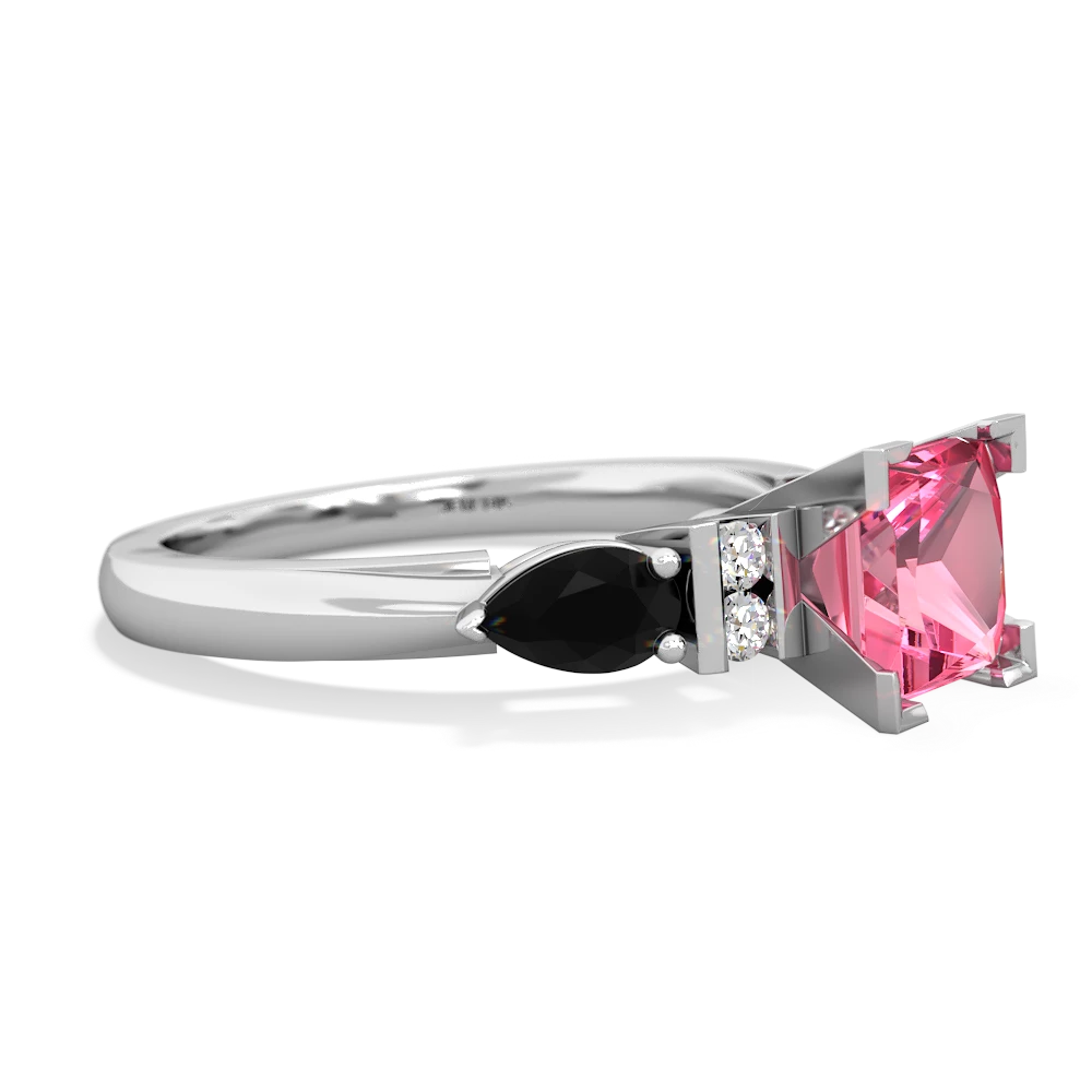 Lab Pink Sapphire 6Mm Princess Eternal Embrace Engagement 14K White Gold ring C2002