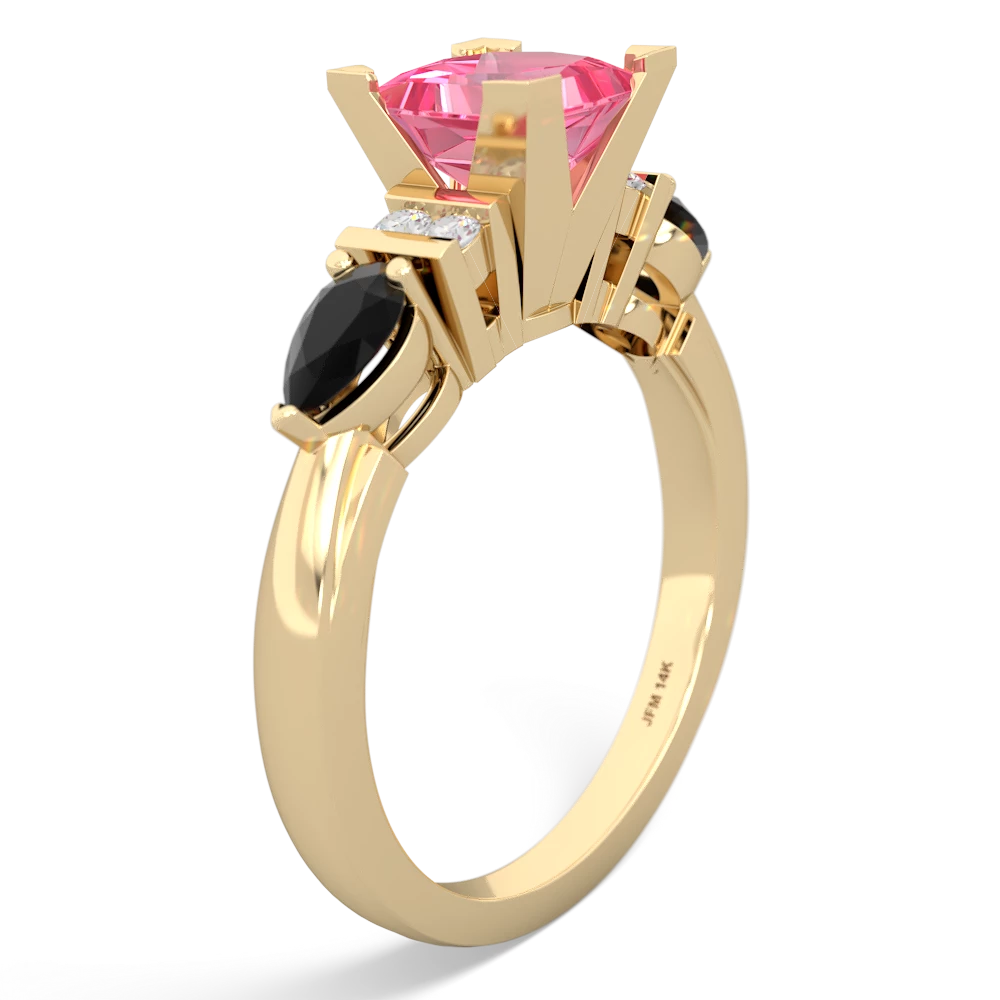 Lab Pink Sapphire 6Mm Princess Eternal Embrace Engagement 14K Yellow Gold ring C2002