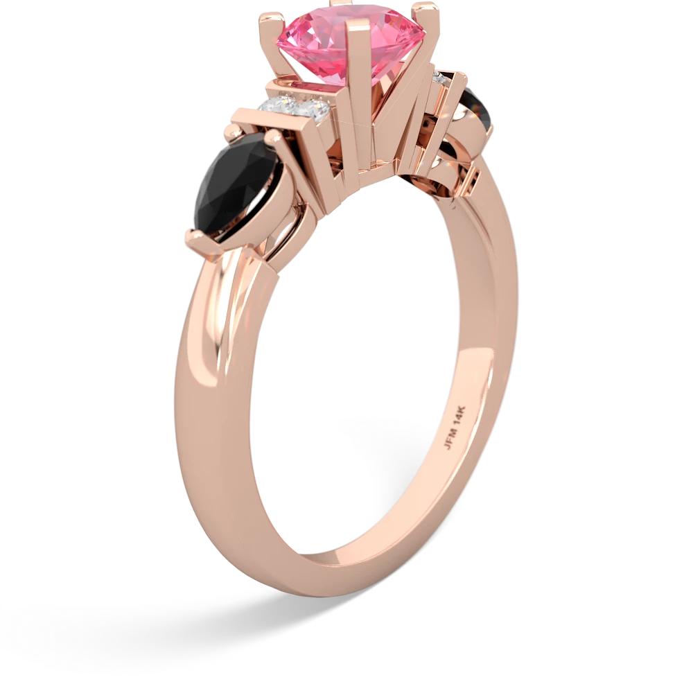 Lab Pink Sapphire 6Mm Round Eternal Embrace Engagement 14K Rose Gold ring R2005