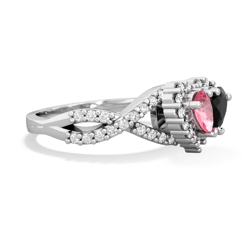 Lab Pink Sapphire Diamond Twist 'One Heart' 14K White Gold ring R2640HRT