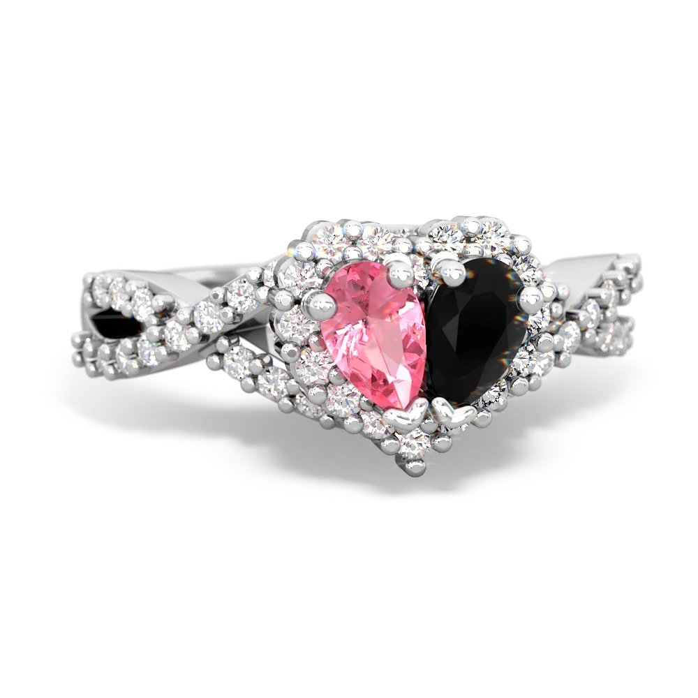 Lab Pink Sapphire Diamond Twist 'One Heart' 14K White Gold ring R2640HRT