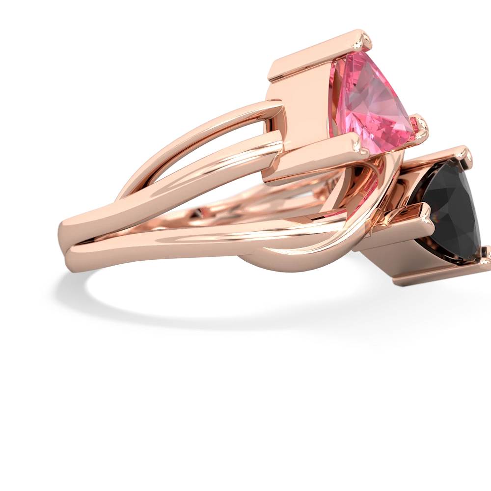 Lab Pink Sapphire Split Band Swirl 14K Rose Gold ring R2341