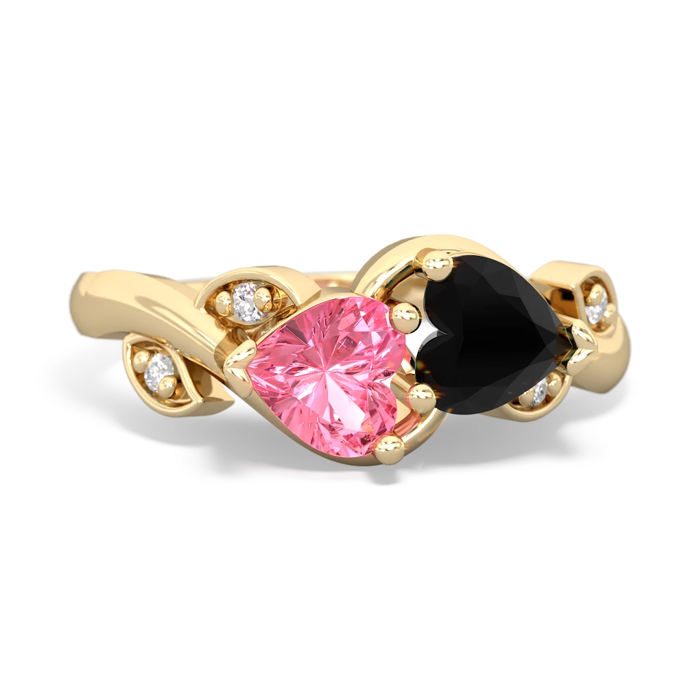 Lab Pink Sapphire Floral Elegance 14K Yellow Gold ring R5790