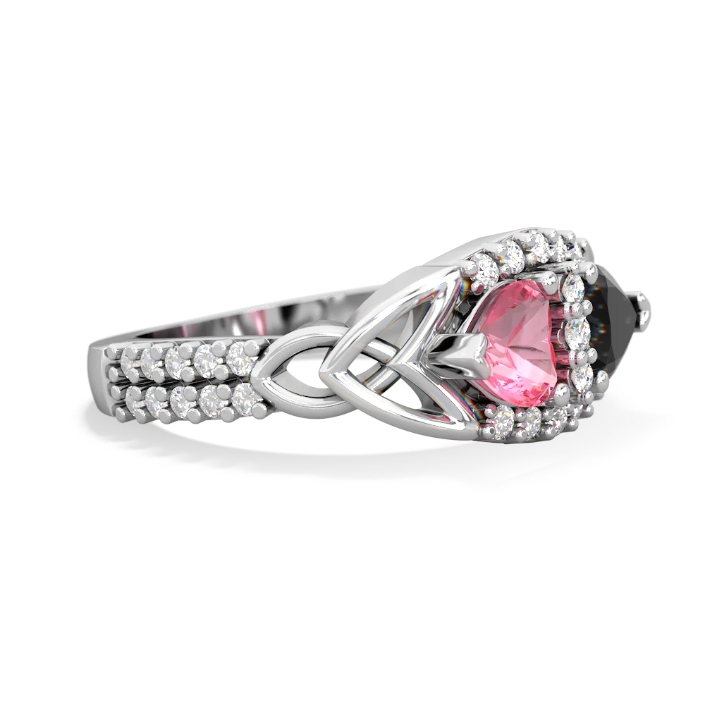 Lab Pink Sapphire Sparkling Celtic Knot 14K White Gold ring R2645