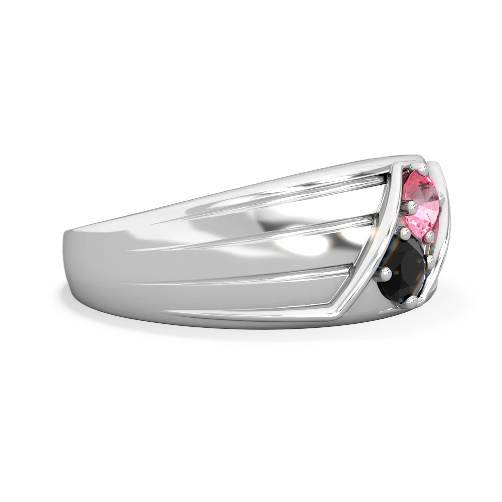 Lab Pink Sapphire Men's Streamline 14K White Gold ring R0460