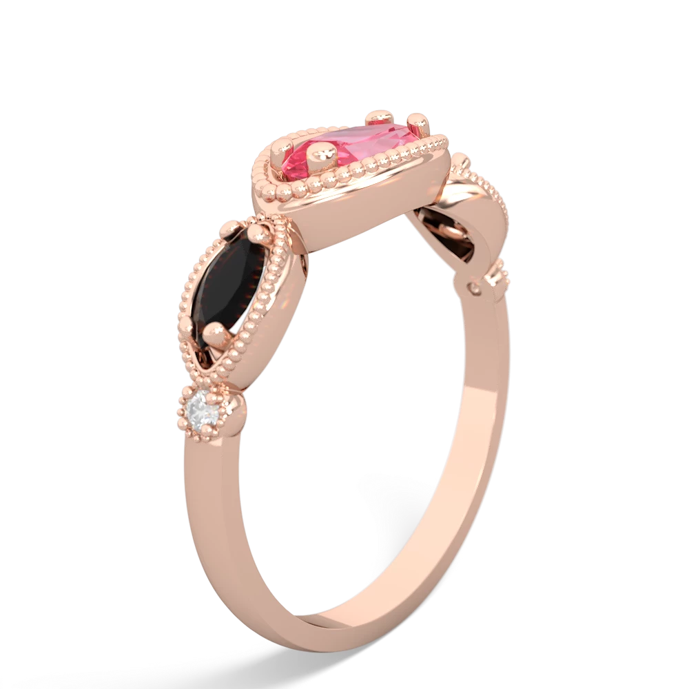 Lab Pink Sapphire Milgrain Marquise 14K Rose Gold ring R5700