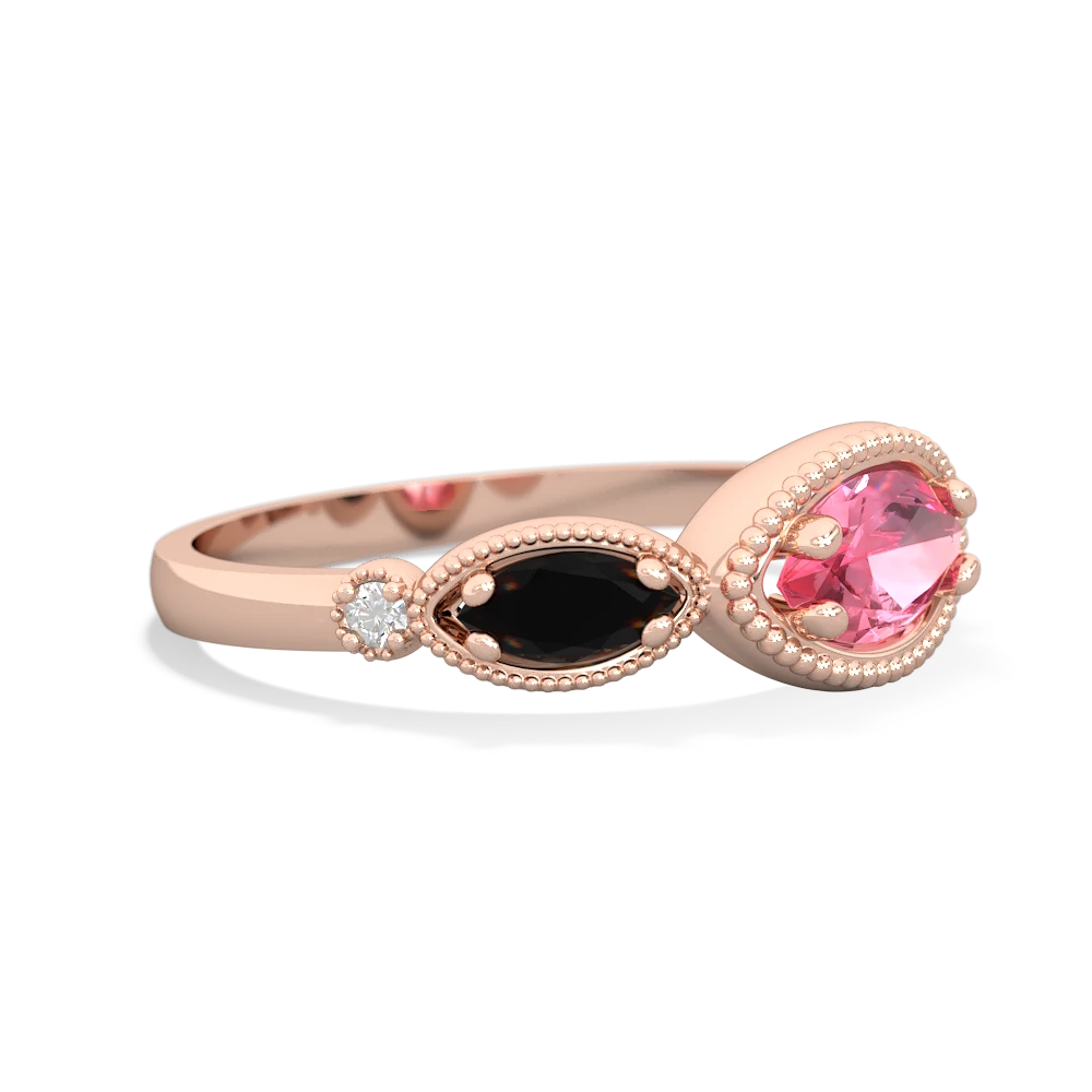 Lab Pink Sapphire Milgrain Marquise 14K Rose Gold ring R5700