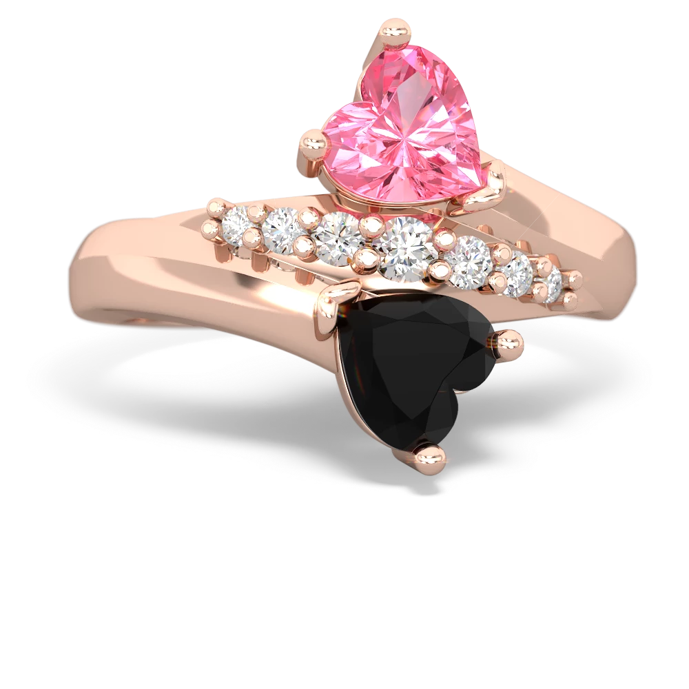 Lab Pink Sapphire Heart To Heart 14K Rose Gold ring R2064