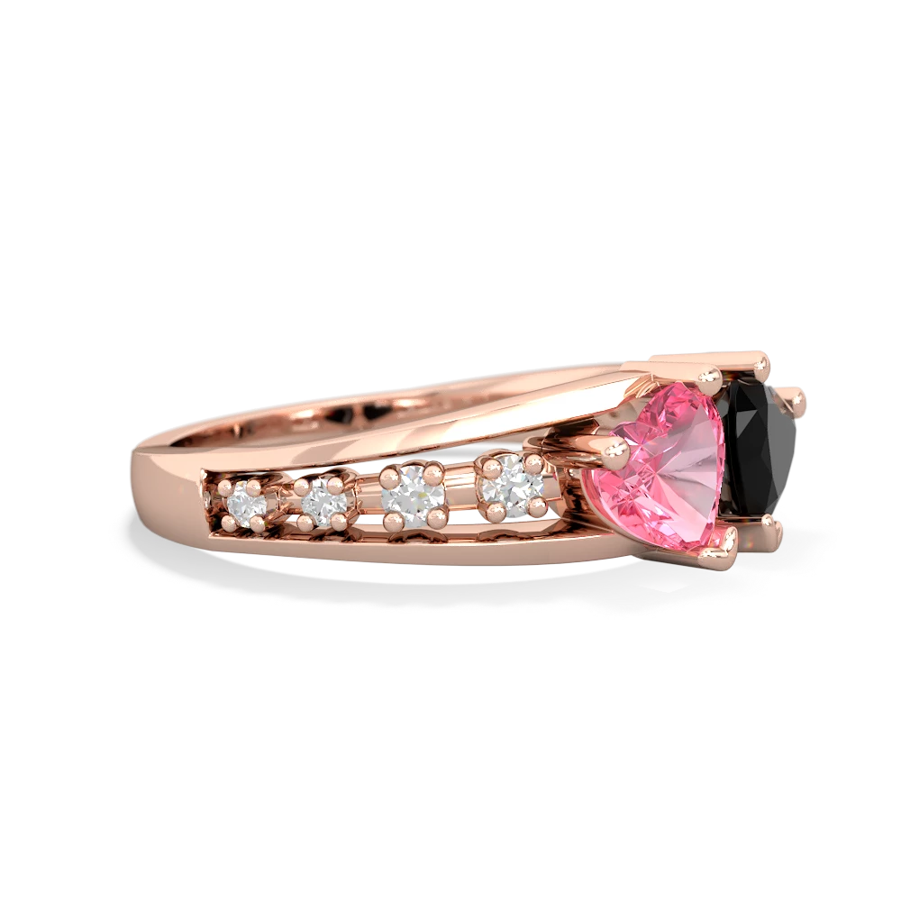 Lab Pink Sapphire Heart To Heart 14K Rose Gold ring R3342