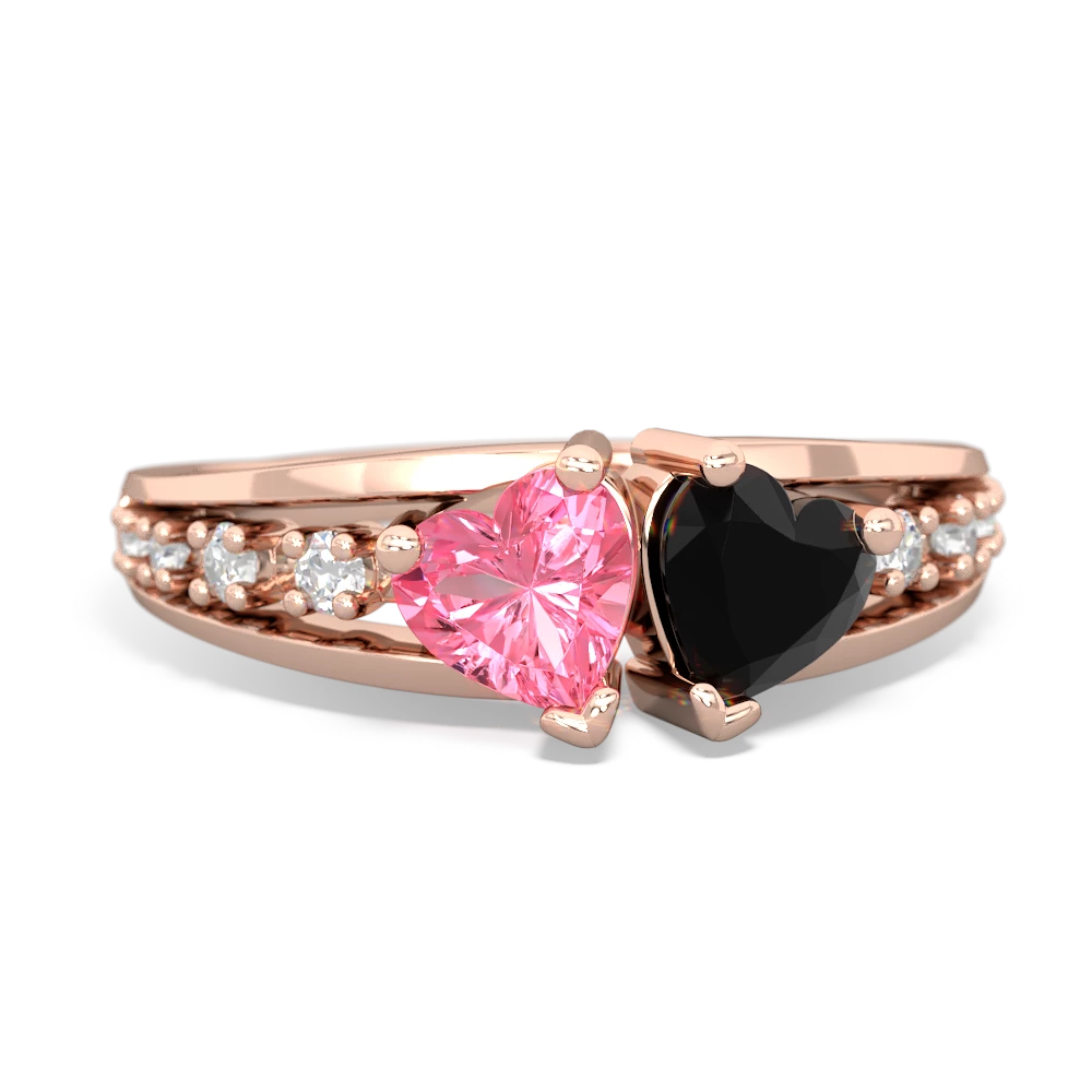 Lab Pink Sapphire Heart To Heart 14K Rose Gold ring R3342