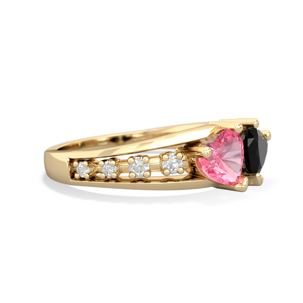 Lab Pink Sapphire Heart To Heart 14K Yellow Gold ring R3342