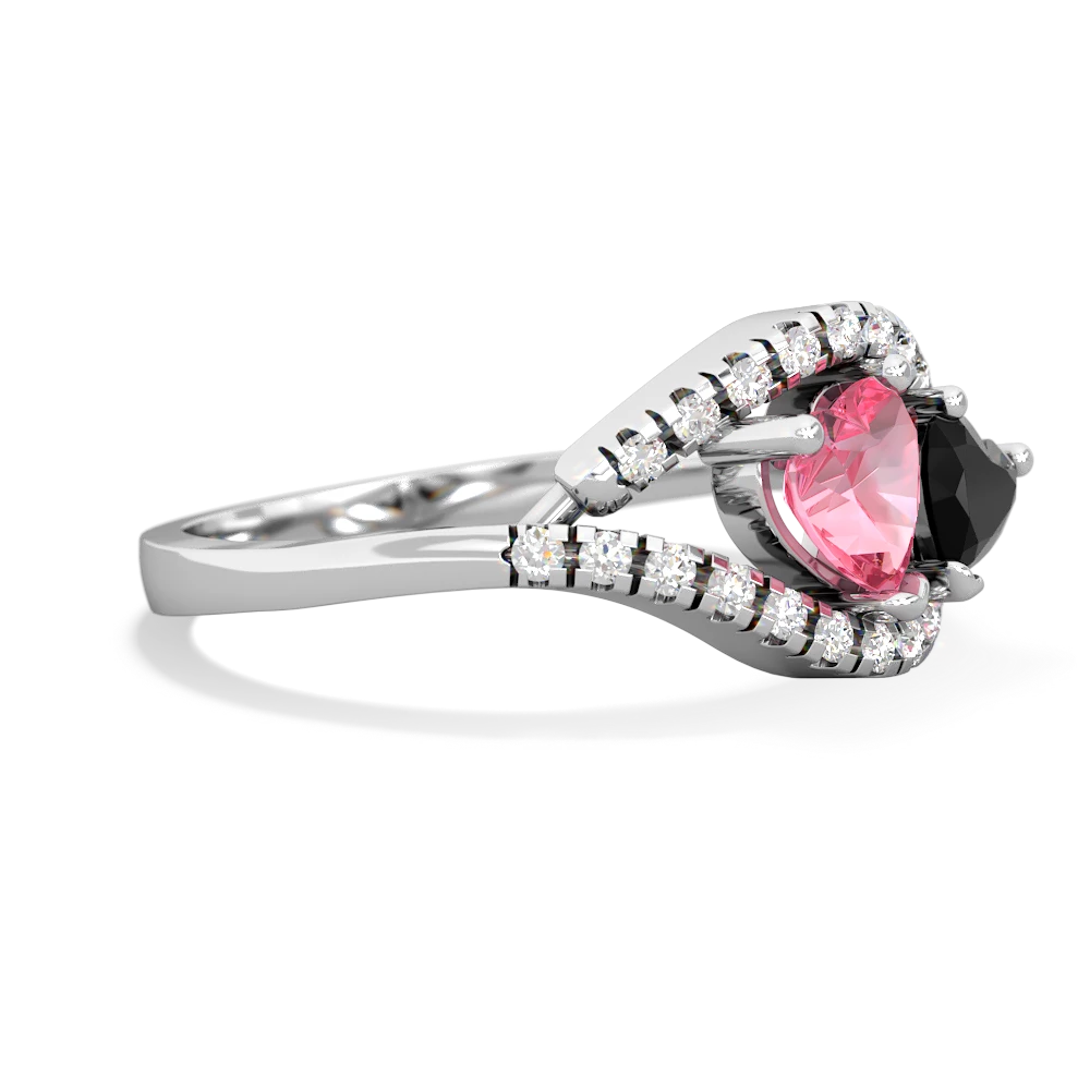 Lab Pink Sapphire Mother And Child 14K White Gold ring R3010