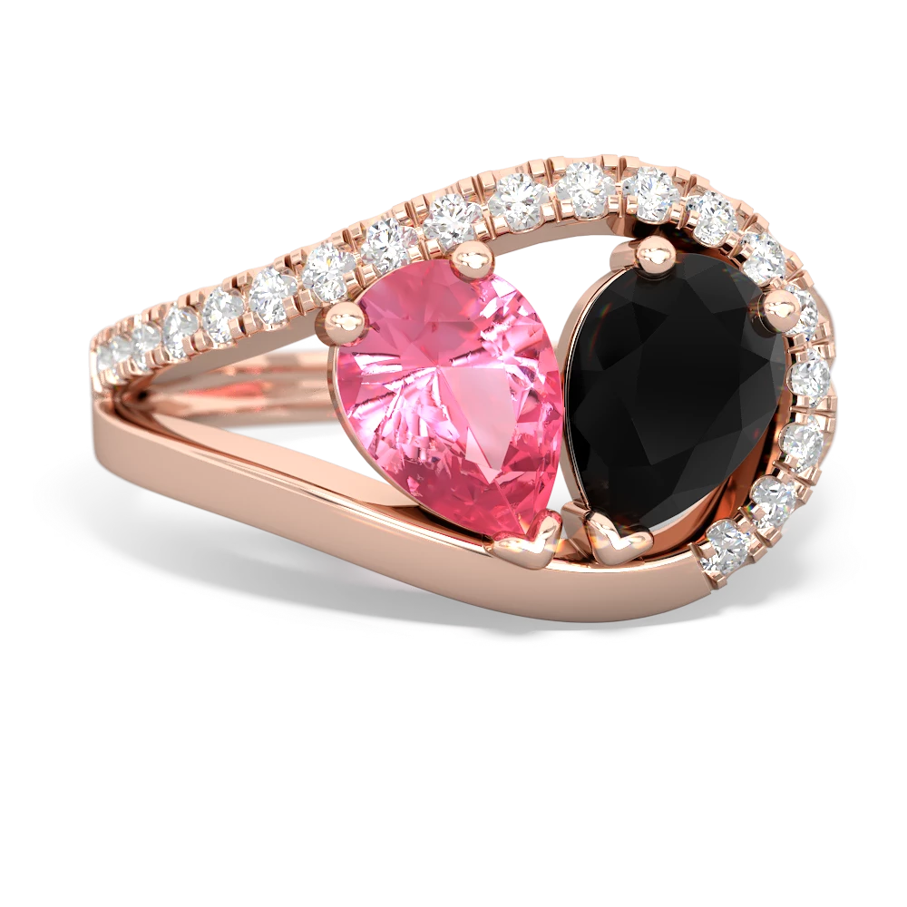 Lab Pink Sapphire Nestled Heart Keepsake 14K Rose Gold ring R5650