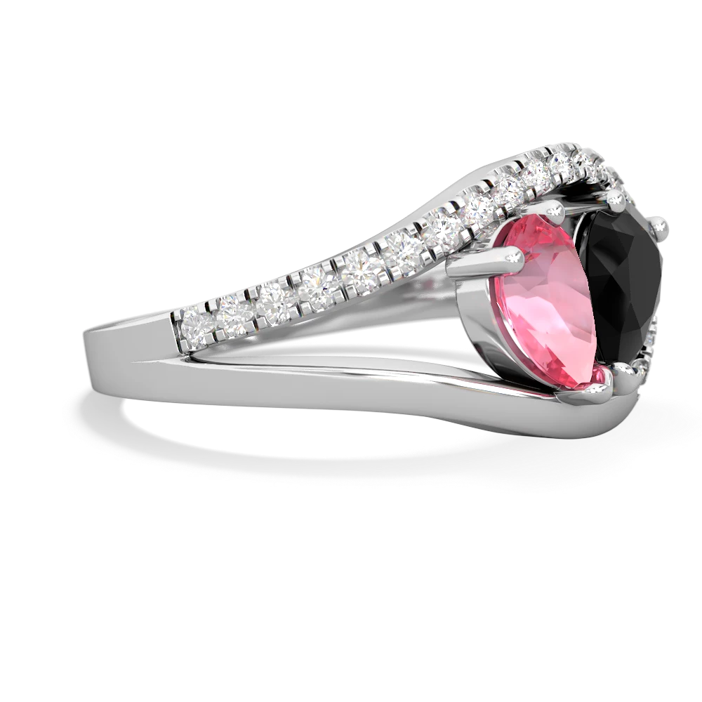 Lab Pink Sapphire Nestled Heart Keepsake 14K White Gold ring R5650