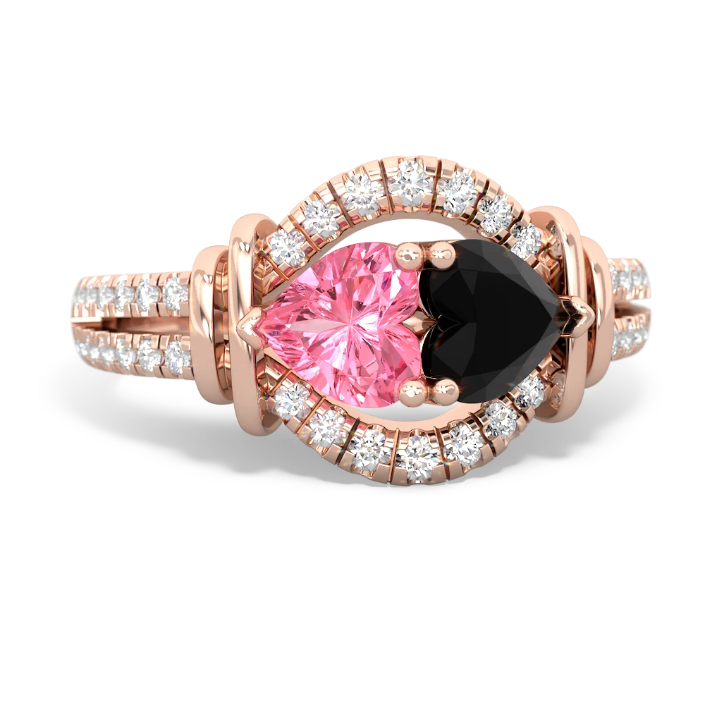 Lab Pink Sapphire Art-Deco Keepsake 14K Rose Gold ring R5630